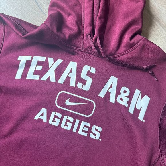 Texas A&M Maroon Nike Therma-Fit Aggies Hoodie - Size M - Picture 3 of 6